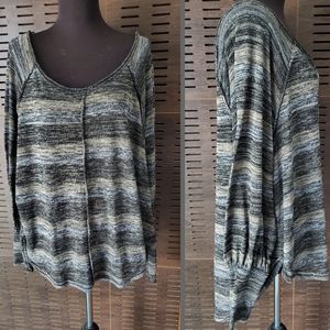 Free People Gray Striped Blouse